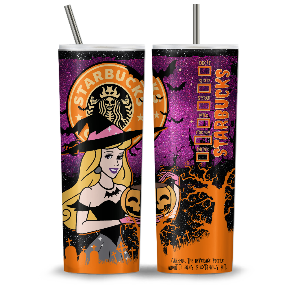 Princess Halloween Starbucks 20oz Tumbler Wrap, Princess Tumbler Png, Ariel Png, Beauty And The Beast, Trick Or Treat, Spooky Vibes (11 PNG Files)