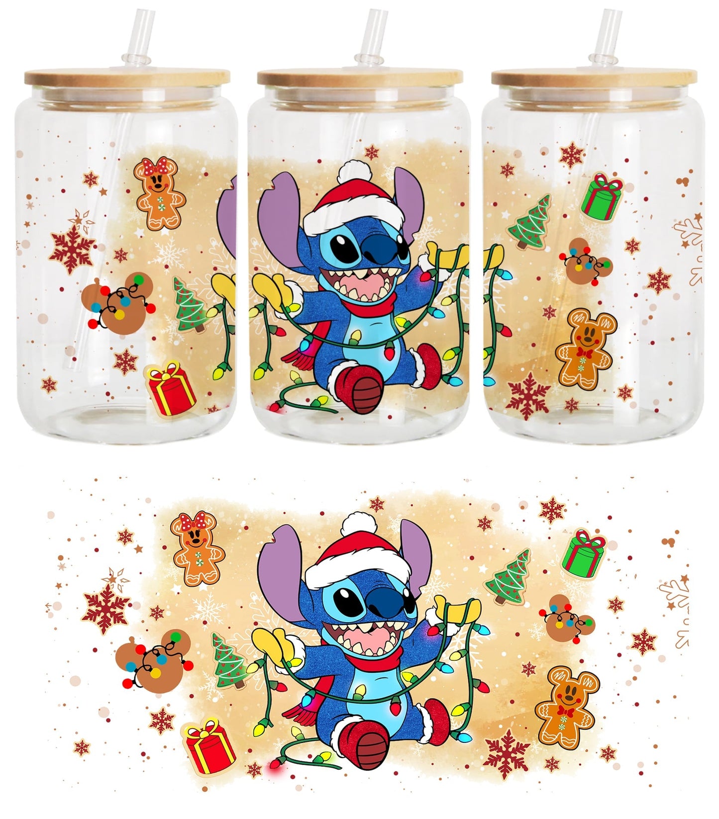 Christmas Cartoon Movie 16oz Glass Can Wrap PNG, Christmas 16oz Libbey Glass Can Wrap, Christmas Can Wrap, Xmas Mexican Png, Xmas Pan Dulce