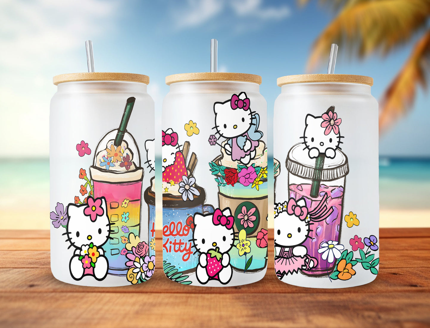 Kitty Strawberry Tumbler Wrap, Kawaii Pink Tumbler Wrap, Cartoon Tumbler Wrap, 16oz Can Glass Wrap, Friends Coffee Wrap, Hello Cat Png - VartDigitals