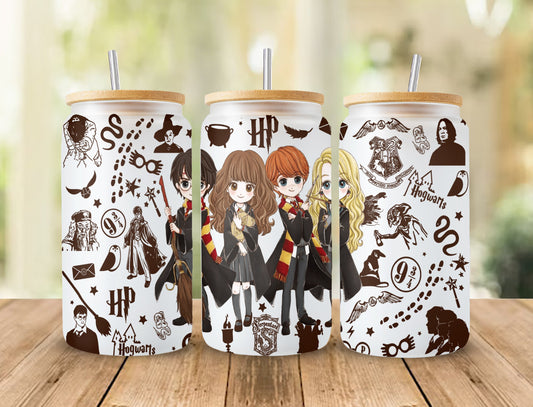 Potterhead PNG, 16oz Coffee Glass png, Libbey png, Libbey Glass PNG,  Can Glass Wrap PNG, 16oz Can Glass png, Magic Can Glass Full Wrap png - VartDigitals