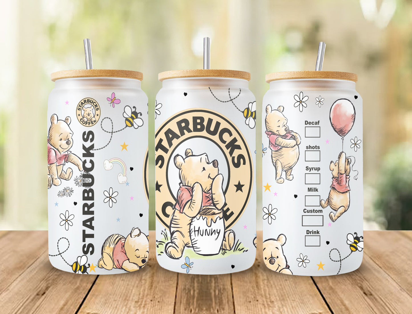Pooh 16oz Coffee Wrap, Pooh Tumbler Wrap, Spring Tumbler, 16oz Libbey Can Glass, Cartoon Tumbler, Cartoon Tumbler,Full Tumbler Wrap Download - VartDigitals