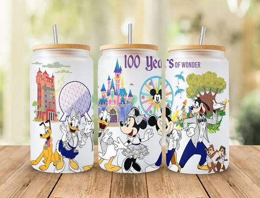 100th Anniversary Magical Castle Tumbler Wrap PNG, 16oz Libbey Can Glass, Cartoon Tumbler Wrap, Magic Kingdom, Magic Castle Can Glass Design