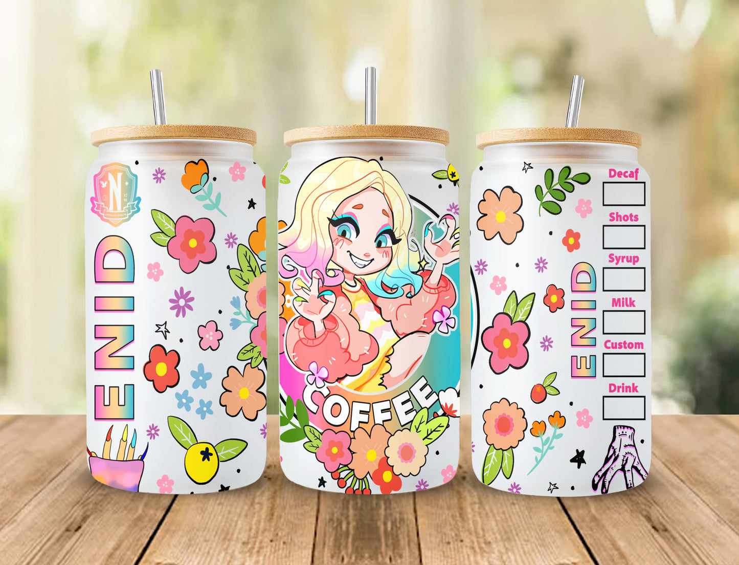 Enid Tumbler Wrap, Wednesday Addams Png, 16oz Can Glass, Magical school Sublimation Design,PNG, Digital Download - VartDigitals