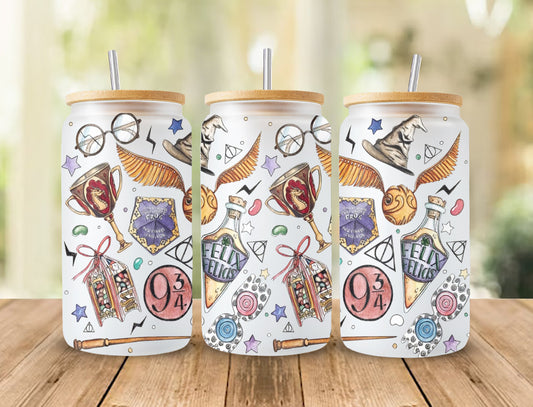 Potterhead Libbey Glass PNG, Can Glass Wrap PNG, 16oz Can Glass png, Magic Can Glass Full Wrap png, 16oz Coffee Glass png, Libbey can wrap - VartDigitals