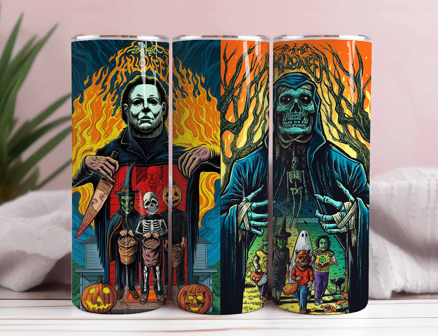 Bundle Horror Characters 20oz Skinny Tumbler Sublimation Designs Newspaper Horror Bundle Png Tumbler Straight Digital Download 1