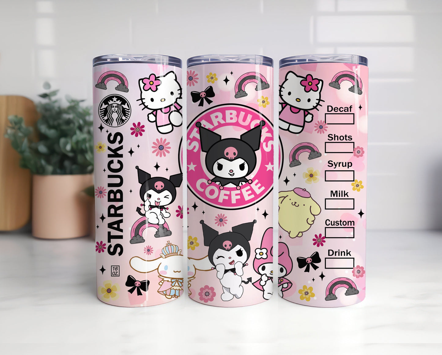 Kawaii Kitty Tumbler Wrap, Cartoon Tumbler, 20oz Straight Skinny Wrap, Pink Kitty Png, Pink Cat Tumbler Wrap, Png Sublimation Design - VartDigitals