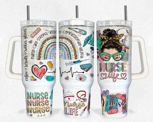 Nurse 40oz Quencher Tumbler Wrap, Gift For Nurse, Nurse Tumbler Png, Nurse Png, 40oz Tumbler Wrap, Digital Download, Nurse Printable 1 - VartDigitals