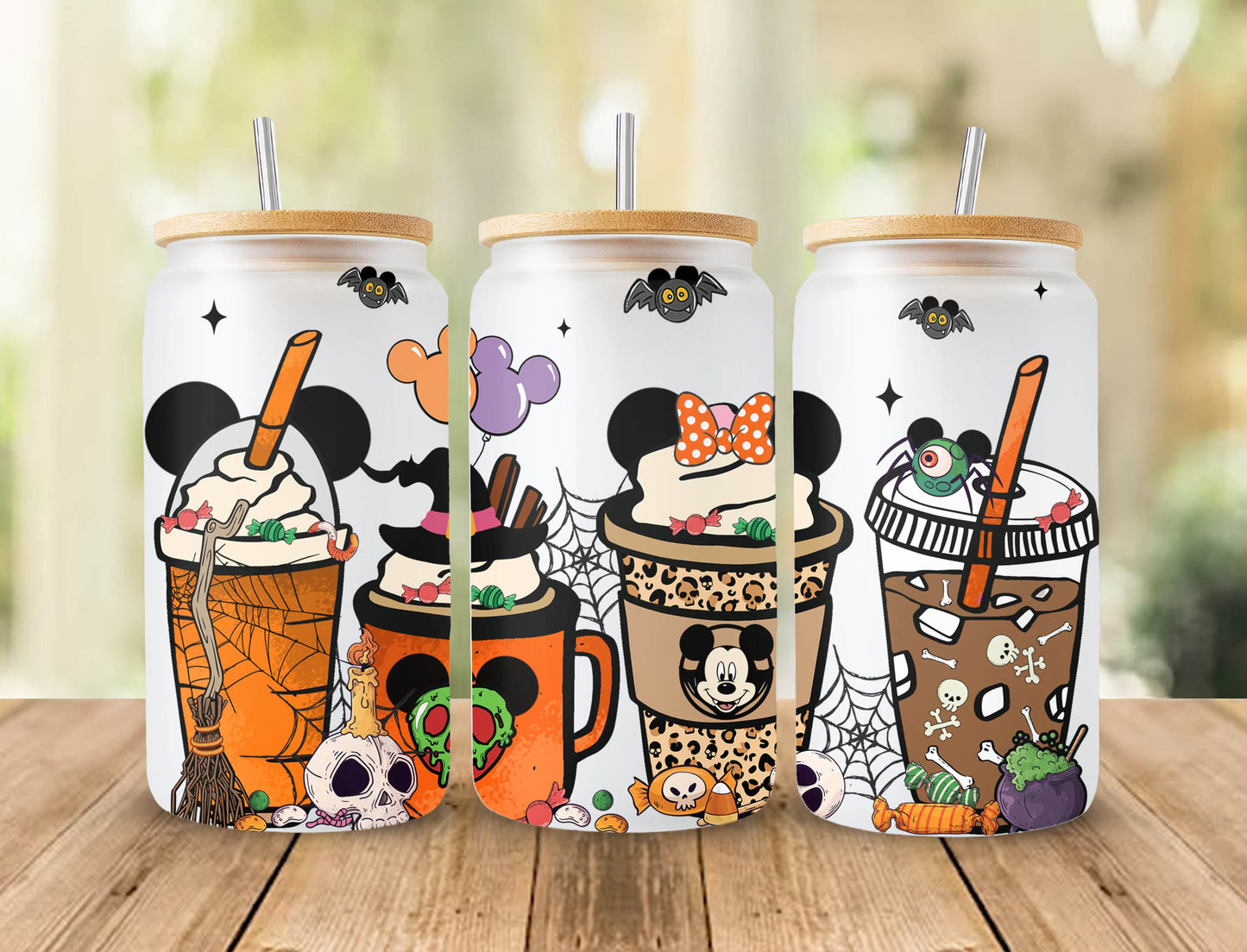 Cartoon Halloween 16oz libbey can Cartoon PNG, 16oz Glass Can Wrap, 16oz Libbey Can Glass, Catoon kids Tumbler Wrap, Full Glass Can Wrap
