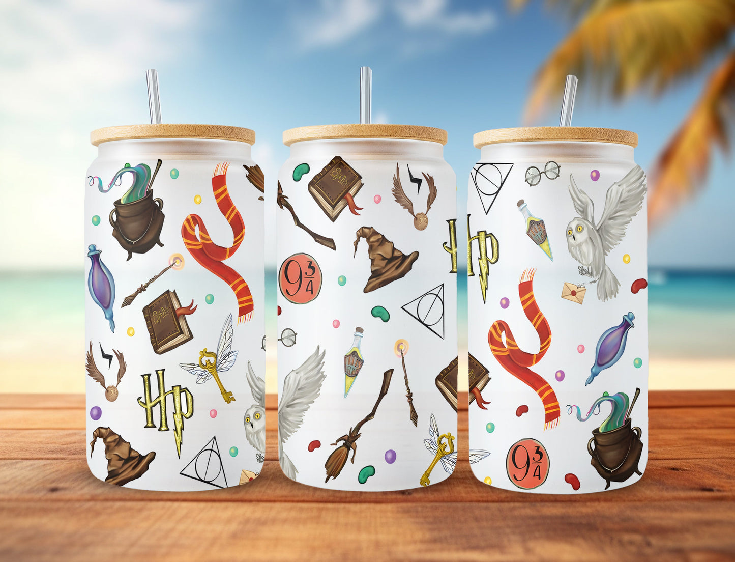 Magic Libbey Glass PNG, Can Glass Wrap PNG, 16oz Can Glass PNG, Magic Can Glass Full Wrap png, 16oz Wizard Glass png, Potterhead Libbey png - VartDigitals