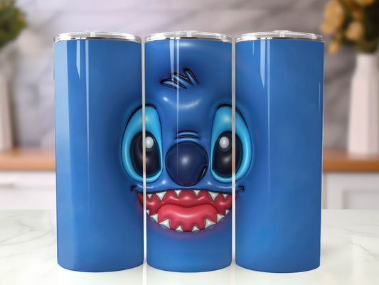 Stitch 3D Inflated Tumbler, Inflated 3D Stitch Tumbler Wrap,Tumbler Wrap, Full Tumbler Wrap, 20oz Skinny Tumbler, 3D Tumbler, Png Download 1 - VartDigitals