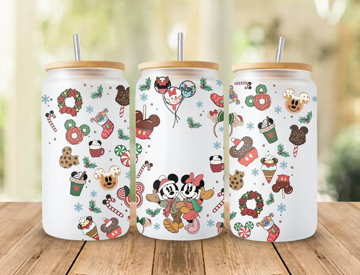 Christmas 16oz libbey can Cartoon PNG, 16oz Glass Can Wrap, 16oz Libbey Can Glass, Christmas Tumbler Wrap, Full Glass Can Wrap