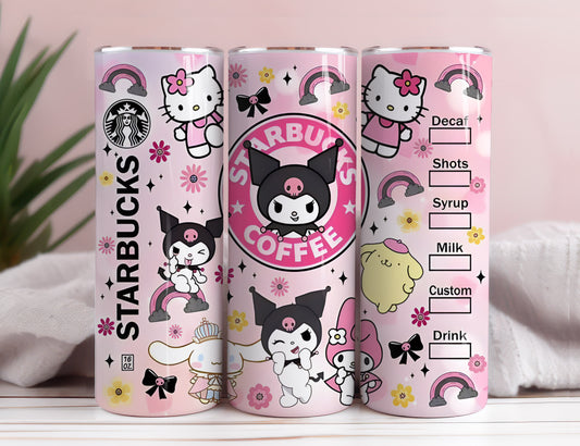 Hello Kitty Coffee Tumbler Bundle, Spring Flower Pink Cat PNG, 20oz Straight Skinny Wrap, Cartoon Tumbler, Tumbler Wrap, Full Tumbler Wrap 1 - VartDigitals