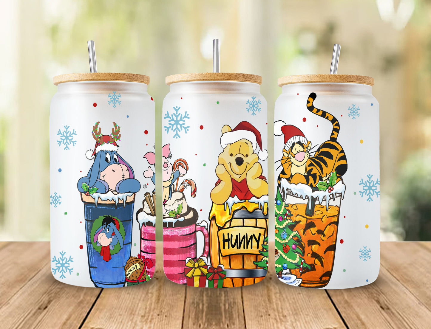 Winnie The Pooh Halloween Designs 16oz Libbey Glass Can Tumbler, Hallothankmas Pooh Design Glass Can png,16oz Libbey Wrap PNG, Halloween Png 1