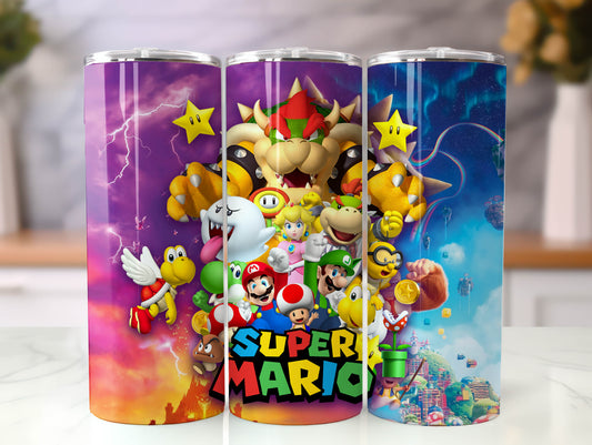 Super Mario Tumbler Wrap Bundle, 20 oz Mario Bros PNG Image Sublimation, Mario Tumbler Cup, Mario Bros Tumbler Wrap 1 - VartDigitals