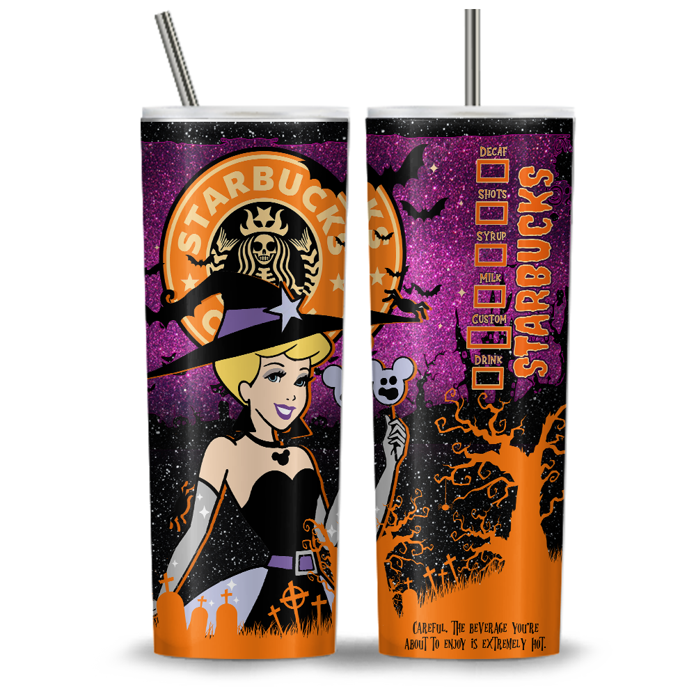 Princess Halloween Starbucks 20oz Tumbler Wrap, Princess Tumbler Png, Ariel Png, Beauty And The Beast, Trick Or Treat, Spooky Vibes (11 PNG Files)