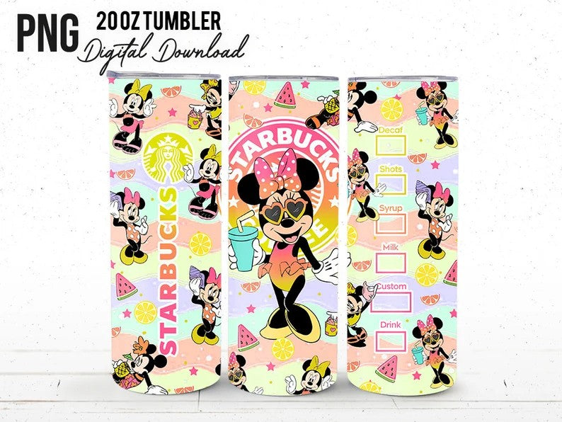 Mouse Tumbler Wrap: 20oz Skinny Sublimation Design - Summer Vibes, Girl Trip - PNG Digital Download - VartDigitals
