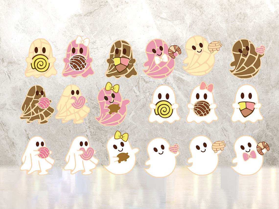 Spooky Conchas SVG, Mexican Conchas Ghost, Halloween Pan Dulce Stickers PNG, Layered Cricut Files, Download Easy SVG, Dia de Muertos - VartDigitals