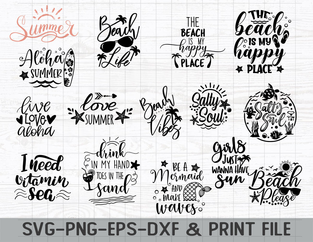 Summer Bundle SVG, Beach Svg, Summertime svg, Funny Beach Quotes Svg, Summer Cut Files, Summer Quotes Svg, Svg files for cricut, Silhouette