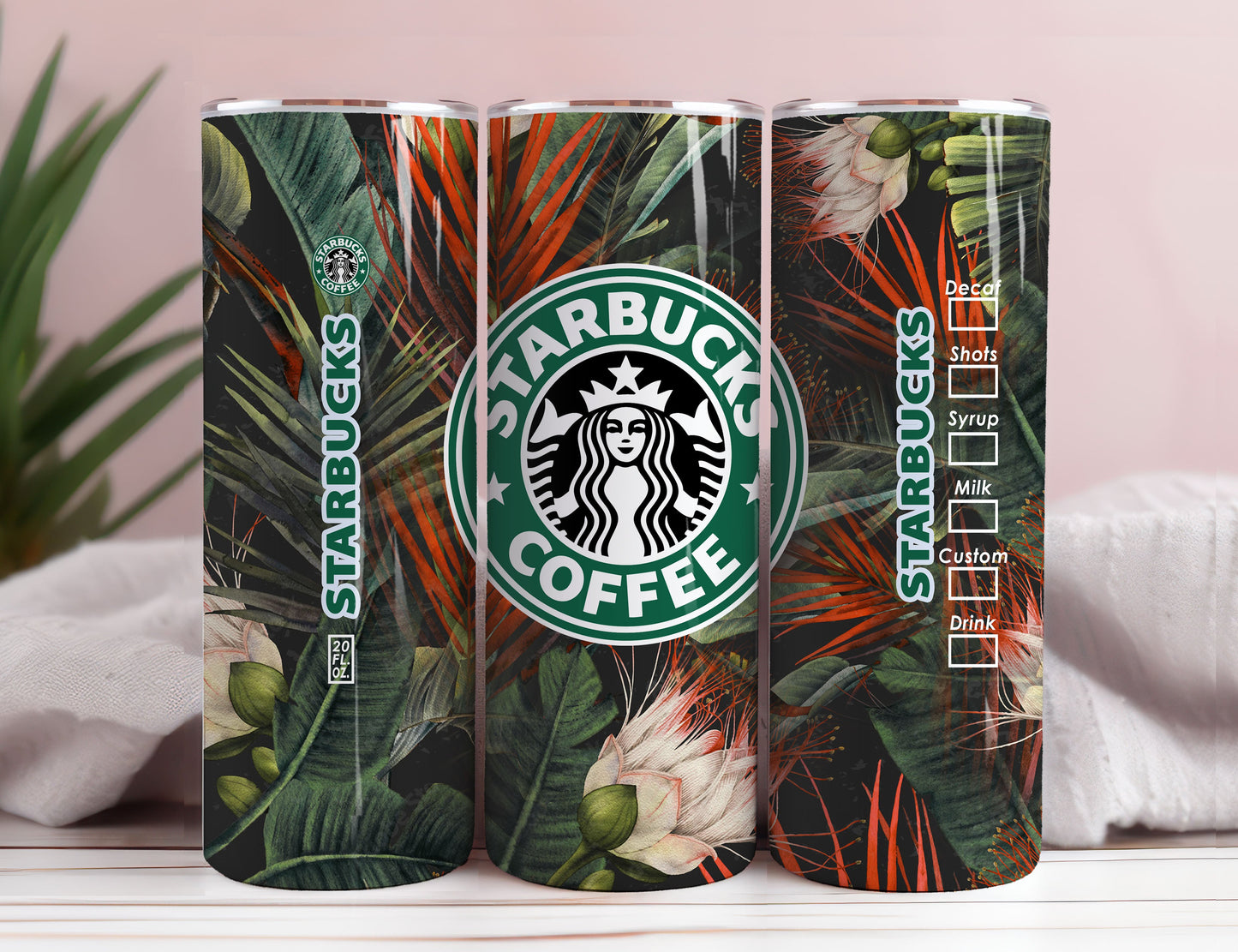 Starbucks 20 oz Tumbler Wrap STRAIGHT TAPERED PNG, Starbucks Hibiscus Tumbler Sublimation Digital Download Tumbler Bundle, Instant Download