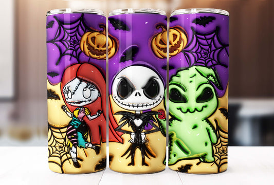 Inflated Cartoon Halloween Tumbler Design Png, 3D Spooky Vibes Tumbler Wrap, 20oz Sublimation, 3D Nightmare Scary Tumbler Wrap, Boo Bash - VartDigitals