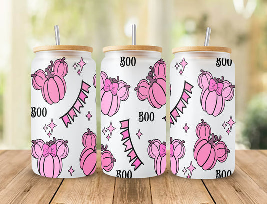 Boo Libbey Glass Wrap PNG, Funny Fall Halloween Spooky Season 16oz Libby Beer Can Full Wrap Cup PNG files for Png Download