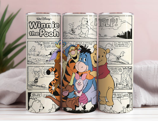 Winnie Pooh 20oz Skinny Tumbler Sublimation Designs, Cartoon Pooh Tumbler Png, Winnie The Pooh Wrap, Instant Download