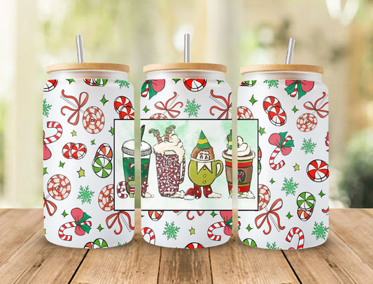 Christmas Coffee - 16 oz Libbey Glass Can Tumbler Sublimation Design - Design Digital Download PNG