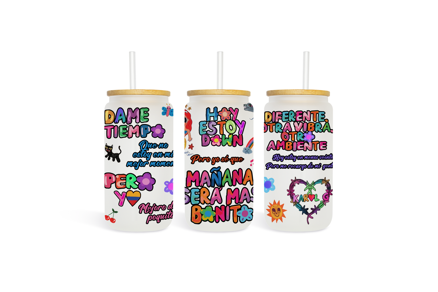 Karol G Tomorrow Beautiful Tumbler & 16 oz Glass can Wrap PNG - VartDigitals