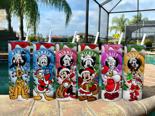 3D Inflated Cartoon Christmas Tumbler Wrap, Christmas Bundle Tumbler, 3D Christmas Inflated Tumbler Wrap, Puffy Tumbler, Png download