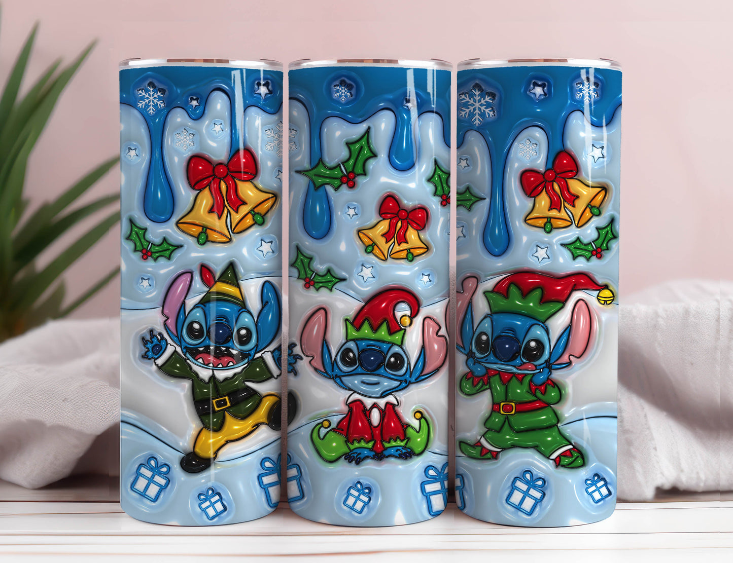 3D Inflated Cartoon Christmas Tumbler Wrap, Tis The Season Design Download PNG, 20 Oz Digital Tumbler Wrap, Merry Christmas, Xmas Vibes