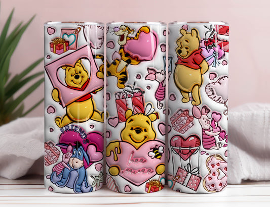 3D Inflated Cartoon Valentine Tumbler Wrap, Bear And Friends 3D Christmas Inflated Tumbler Wrap, Puffy Tumbler, Happy Valentine,Png Download