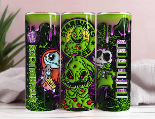 3D Inflated Horror Character Tumbler Wrap, 20oz Skinny Tumbler, Nightmare 3D Inflated, Spooky Vibes Png, Halloween Png, Sublimation Design