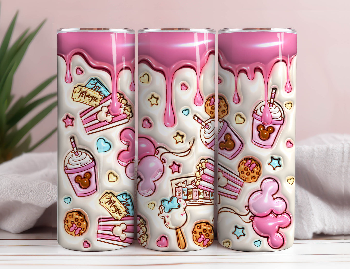 3D Inflated Snack 20 Oz Skinny Tumbler, Park Snacks Png, Snackgoal Sublimation, Magical Snack, Drinks And Foods Wrap
