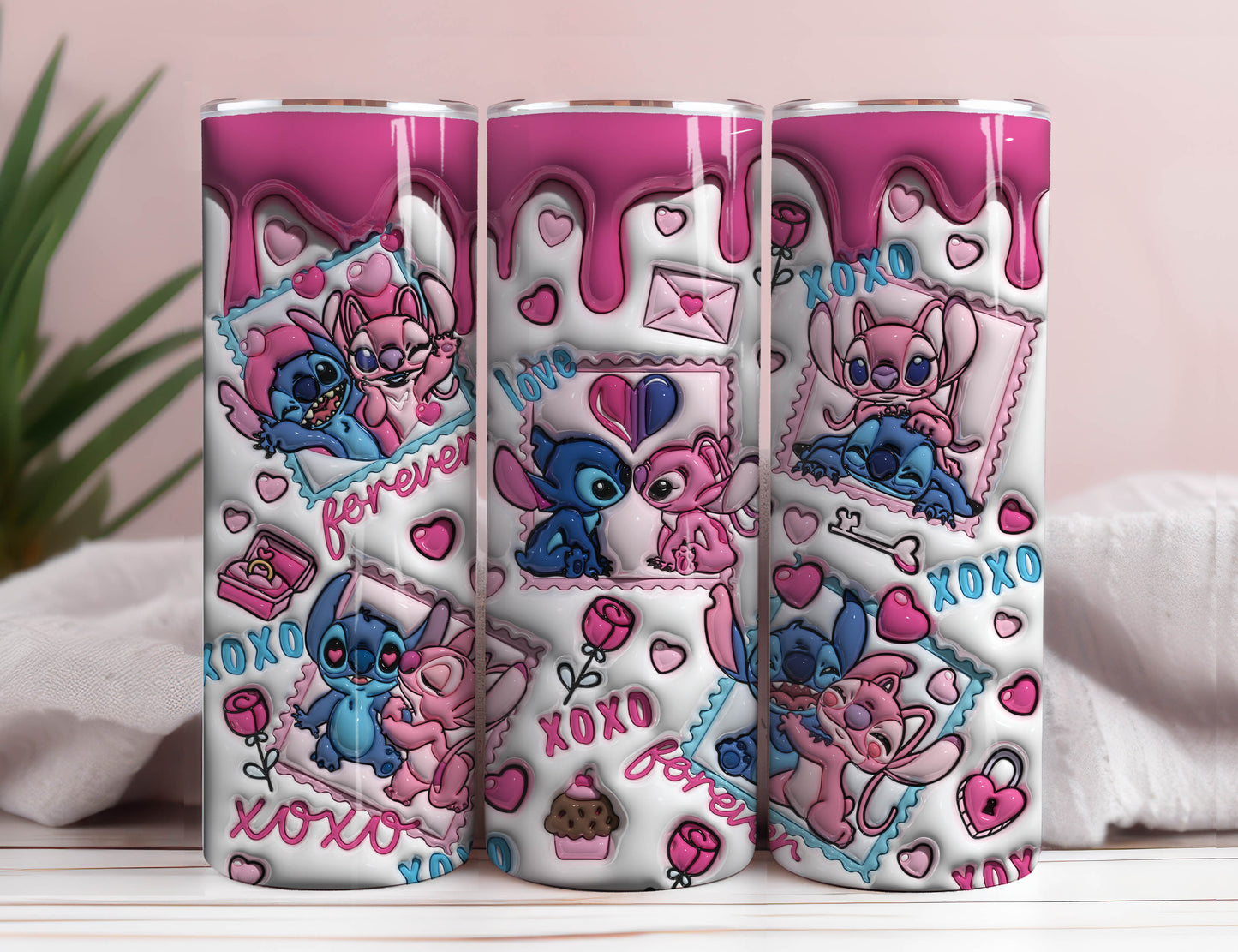3D Inflated Valentine Tumbler PNG, 3D Inflated Valentine Tumbler Wraps,20oz Skinny Tumbler, Valentine Png, PNG Download