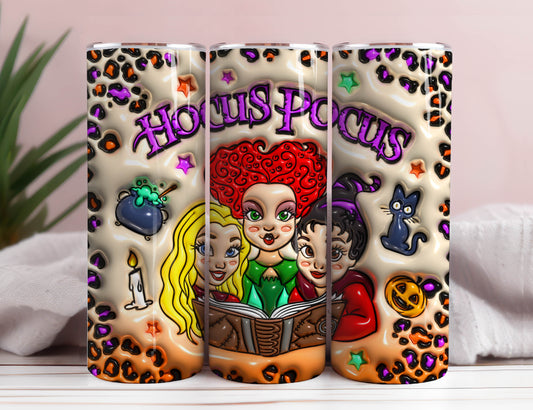 3D Inflated Witch Tumbler Wrap,3D Tumbler Design, Sanderson Sisters Tumbler Sublimation, 3D Halloween Tumbler Png, Spooky Vibes, Png File