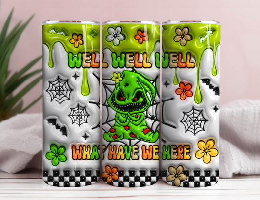 3D Jack Skellington 20oz Skinny Tumbler Design, Oogie Boogie Tumbler Design PNG, Halloween 2023 Tumbler Wrap, Well well well what have we here