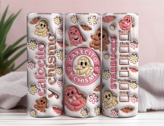 3D Spooky Conchas Inflated Tumbler Wrap, Mexican Pan Dulce Ghost Tumbler, Puffy Halloween Conchas Ghost Tumbler, Mexican Conchas, Pan Dulce