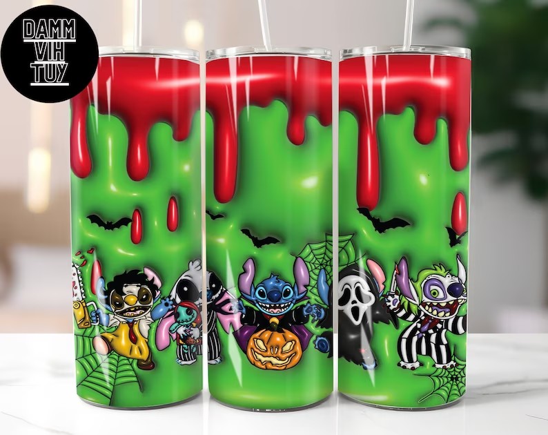 3D Cartoon Tumbler Wrap Design Bundle, Inflated Halloween Tumbler Wrap PNG Bundle, Digital Download, Bubble Horror 20 oz Tumbler Wrap PNG - VartDigitals