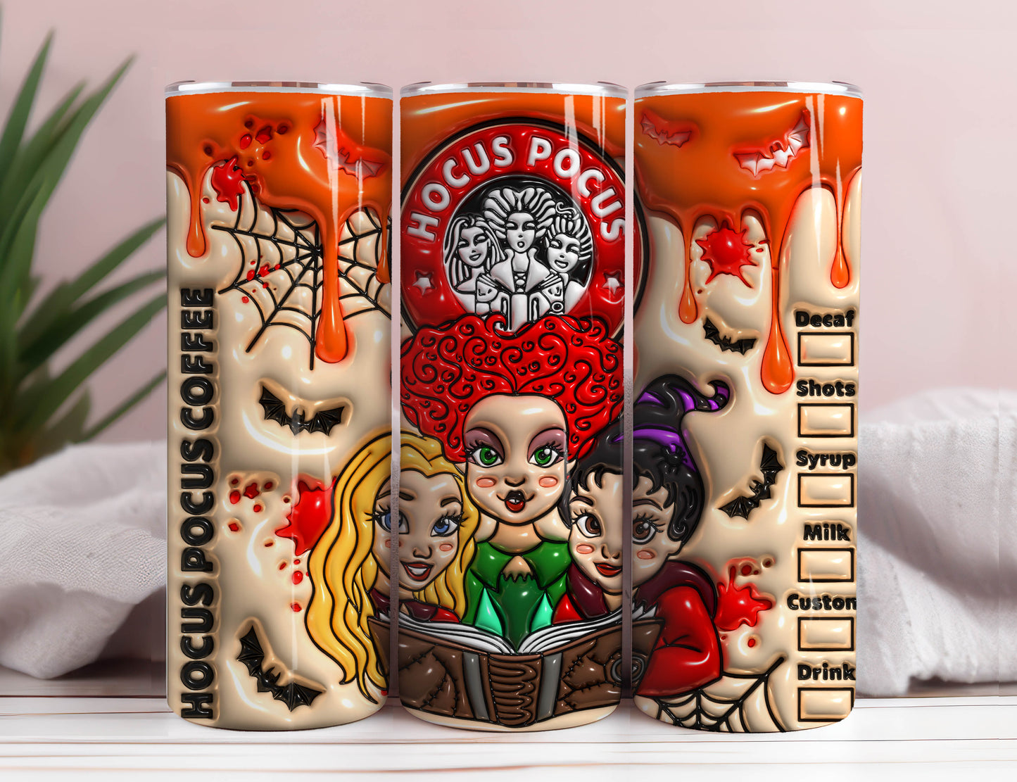 3D inflated tumbler wrap Tumbler Wrap Bundle, 20oz Skinny Tumbler Wrap Halloween hocus pocus, 20 oz Tumbler Png Sublimation Design, Digital Instant Download