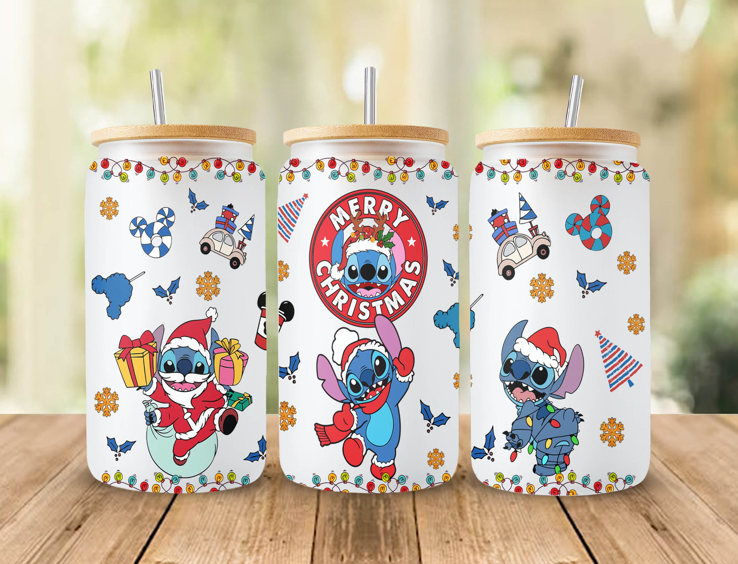 Cartoon Christmas Tumbler Wrap, 16oz Can Glass Wrap, Merry Christmas Can Glass, My Day Libbey Can Glass, Christmas Vibes, Christmas Stitch Wrap 4