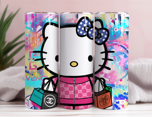 Hello Kitty Coffee Tumbler Bundle, Spring Flower Pink Cat PNG, 20oz Straight Skinny Wrap, Cartoon Tumbler, Tumbler Wrap, Full Tumbler Wrap 11 - VartDigitals