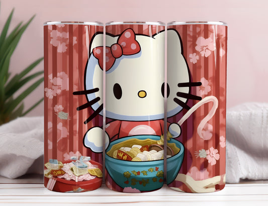 Hello Kitty Coffee Tumbler Bundle, Spring Flower Pink Cat PNG, 20oz Straight Skinny Wrap, Cartoon Tumbler, Tumbler Wrap, Full Tumbler Wrap 20 - VartDigitals