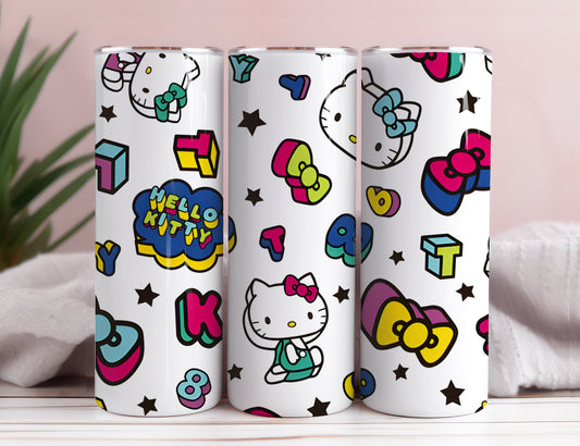 Hello Kitty Coffee Tumbler Bundle, Spring Flower Pink Cat PNG, 20oz Straight Skinny Wrap, Cartoon Tumbler, Tumbler Wrap, Full Tumbler Wrap 39 - VartDigitals