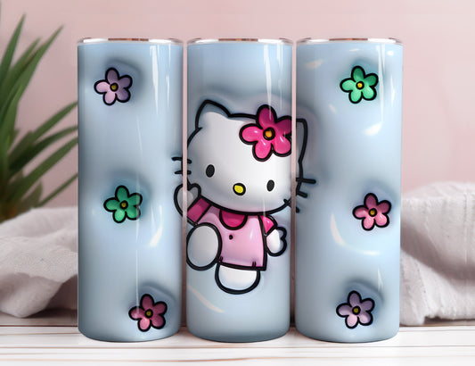 Hello Kitty Coffee Tumbler Bundle, Spring Flower Pink Cat PNG, 20oz Straight Skinny Wrap, Cartoon Tumbler, Tumbler Wrap, Full Tumbler Wrap 13 - VartDigitals
