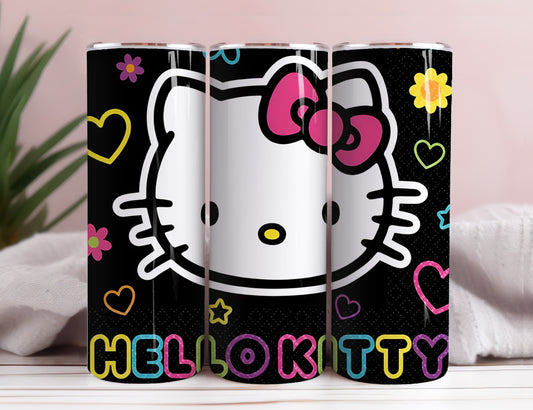Hello Kitty Coffee Tumbler Bundle, Spring Flower Pink Cat PNG, 20oz Straight Skinny Wrap, Cartoon Tumbler, Tumbler Wrap, Full Tumbler Wrap 23 - VartDigitals