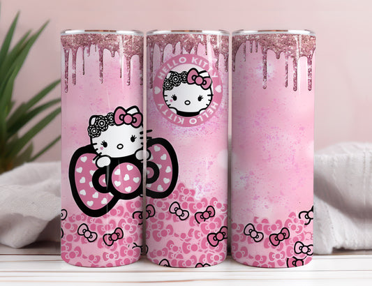Hello Kitty Coffee Tumbler Bundle, Spring Flower Pink Cat PNG, 20oz Straight Skinny Wrap, Cartoon Tumbler, Tumbler Wrap, Full Tumbler Wrap 10 - VartDigitals