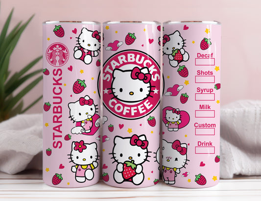 Hello Kitty Coffee Tumbler Bundle, Spring Flower Pink Cat PNG, 20oz Straight Skinny Wrap, Cartoon Tumbler, Tumbler Wrap, Full Tumbler Wrap 50 - VartDigitals