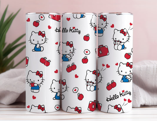 Hello Kitty Coffee Tumbler Bundle, Spring Flower Pink Cat PNG, 20oz Straight Skinny Wrap, Cartoon Tumbler, Tumbler Wrap, Full Tumbler Wrap 48 - VartDigitals