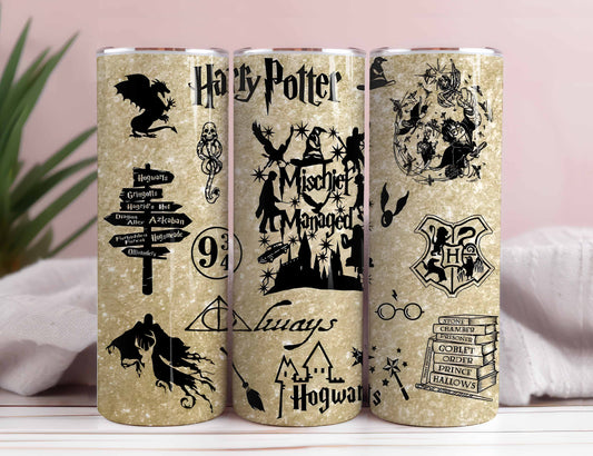 Magic 20 oz Tumbler Wrap PNG, HP Skinny Tumbler Sublimation, Wizard Tumbler Png, Potterhead Tumbler Png, Hogwarts Wrap, Harry Magic 1