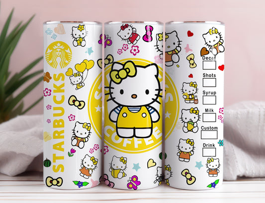 Hello Kitty Coffee Tumbler Bundle, Spring Flower Pink Cat PNG, 20oz Straight Skinny Wrap, Cartoon Tumbler, Tumbler Wrap, Full Tumbler Wrap 12 - VartDigitals